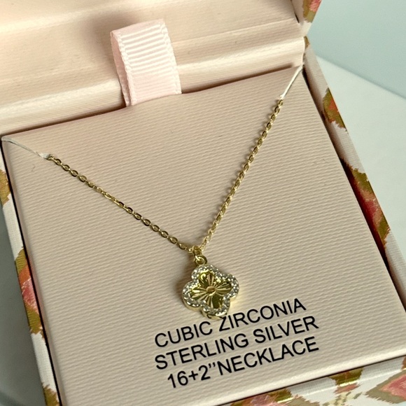 Rachel Zoe Clover Necklace Cubic Zirconia 925 Sterling Silver - Picture 2 of 6